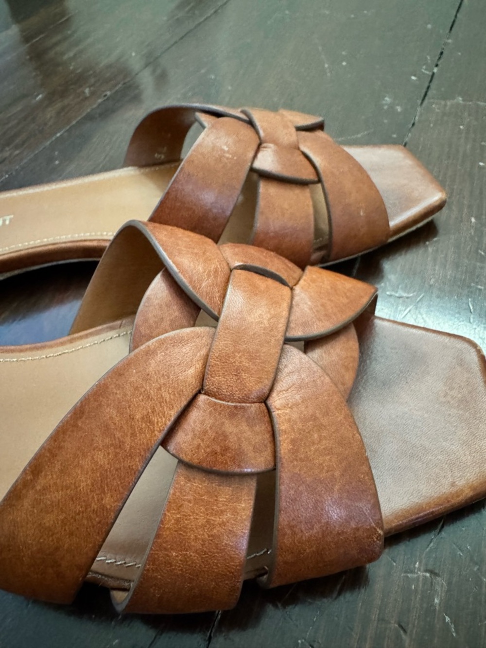 Saint Laurent Tribute Flat Sandal Tan Leather 37.5 - Picture 3 of 6